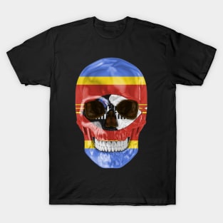 Swaziland Flag Skull - Gift for Swazilander With Roots From Swaziland T-Shirt